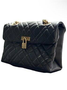 Kurt Geiger Black Quilted Shoulder Bag with Gold Hardware
